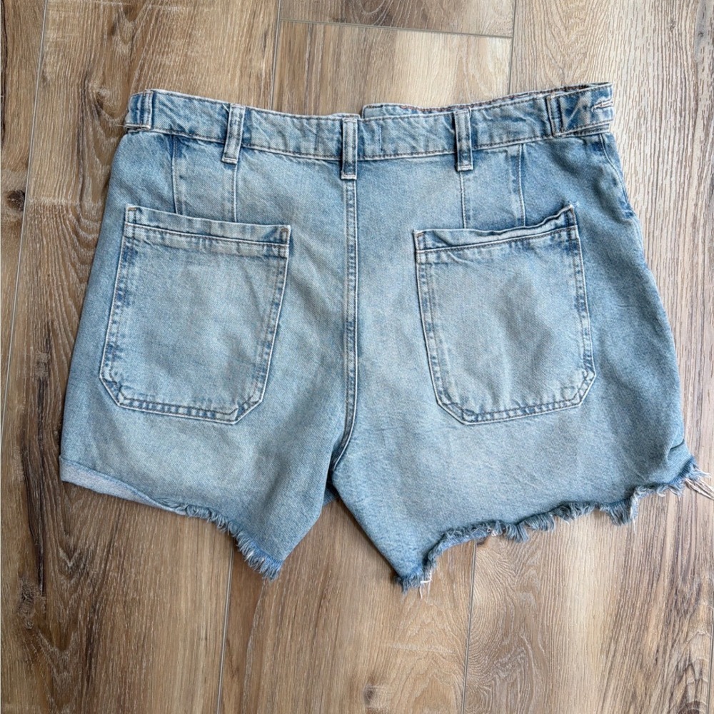 We The Free Denim Shorts Womens 30 High Rise Raw Hem Button Fly Boho Distressed - Picture 5 of 11